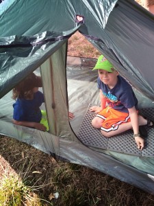 The boys checking out the 2015 LightHeart Duo Tent